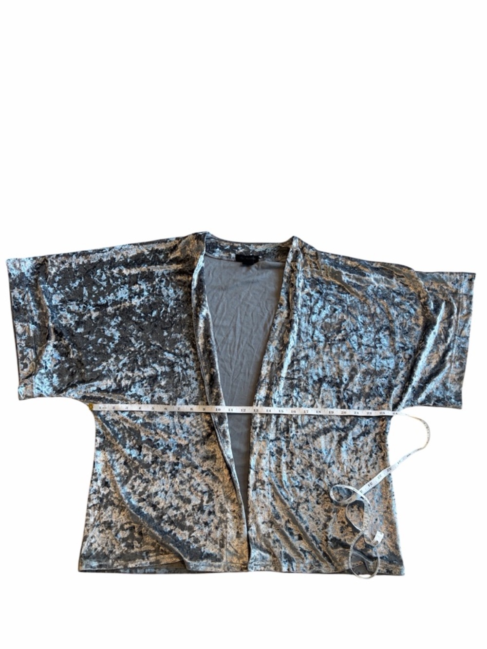 Steve Madden Silver Gray Crushed-Velvet Kimono